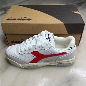 Diadora White and Red Athletic Shoes